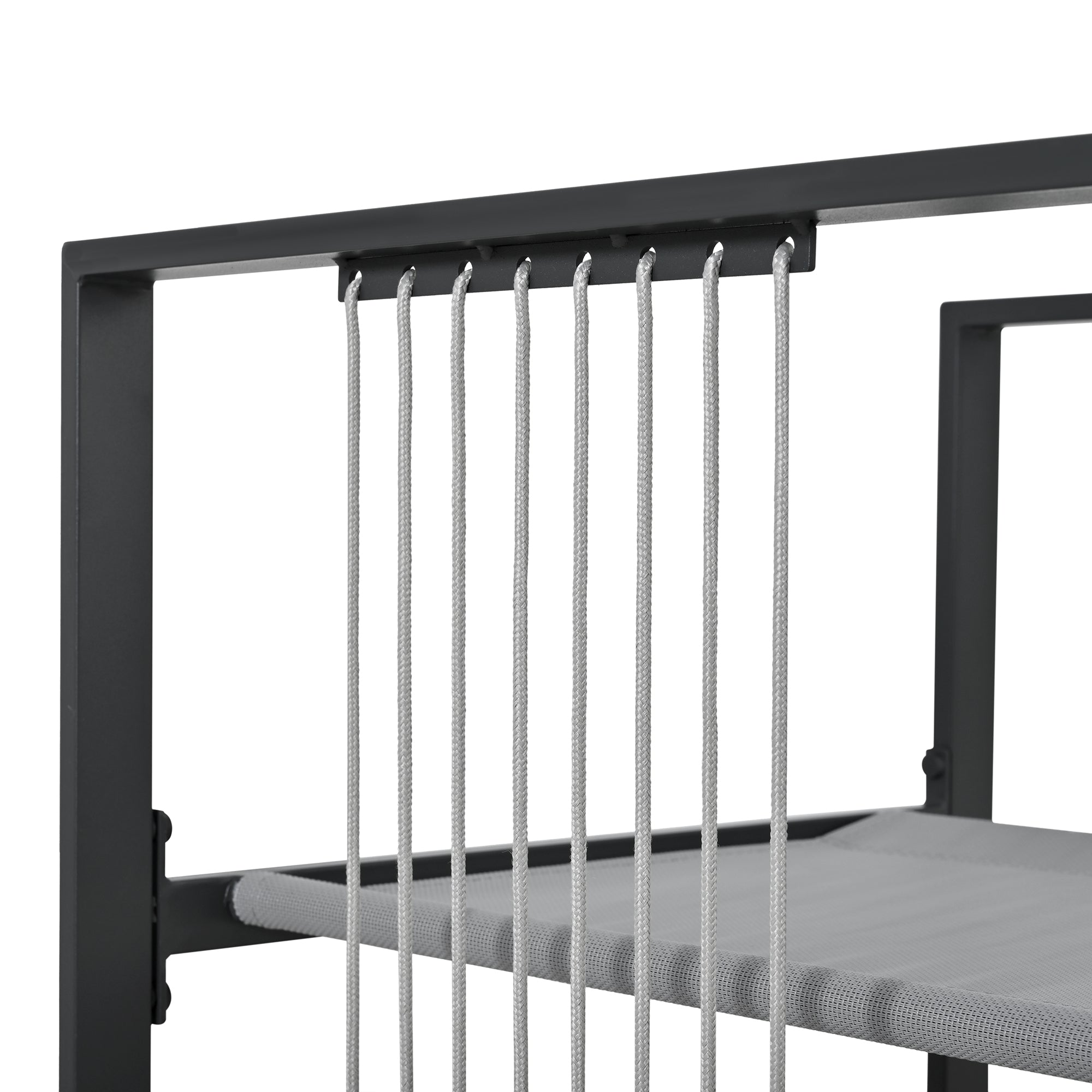 Vetra – Ensemble Table de Jardin 117 cm avec 4 Fauteuils & 2 Poufs – Blanc & Noir