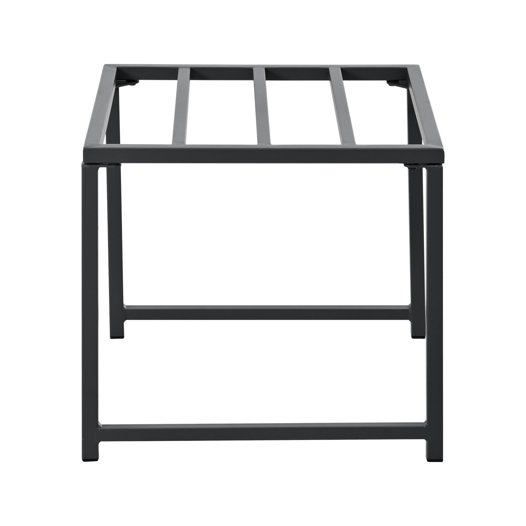 Vetra – Ensemble Table de Jardin 117 cm avec 4 Fauteuils & 2 Poufs – Blanc & Noir