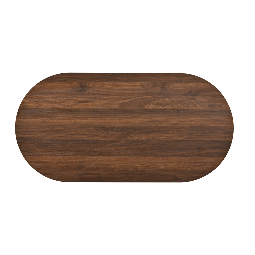 Solen – Mesa de Centro Ovalada de Nogal con Patas Acanaladas