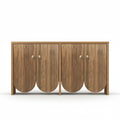 Arvo – Buffet 4 Portes en Bois Effet Noyer à Façades Rainurées – 147 cm