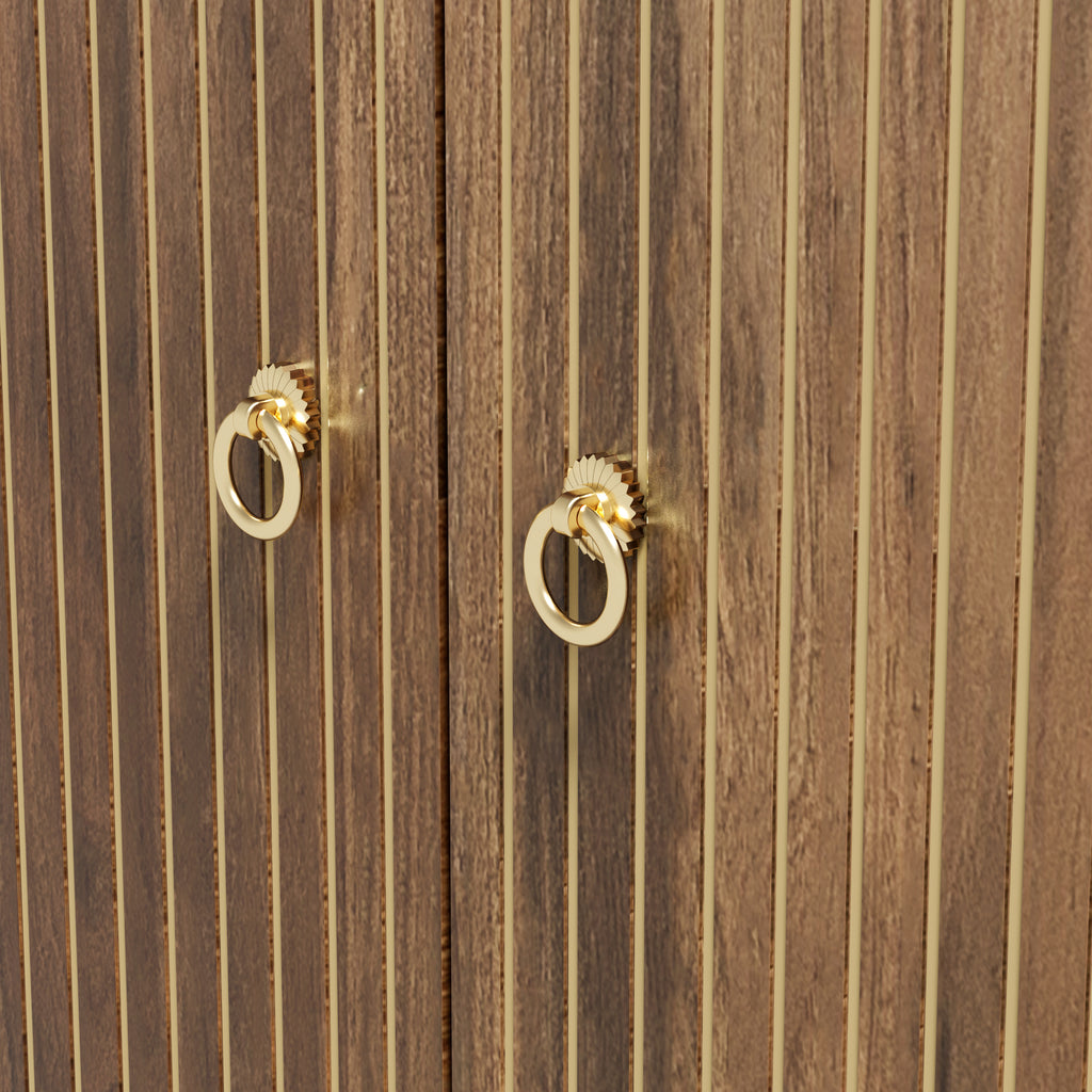 Arvo – Buffet 4 Portes en Bois Effet Noyer à Façades Rainurées – 147 cm