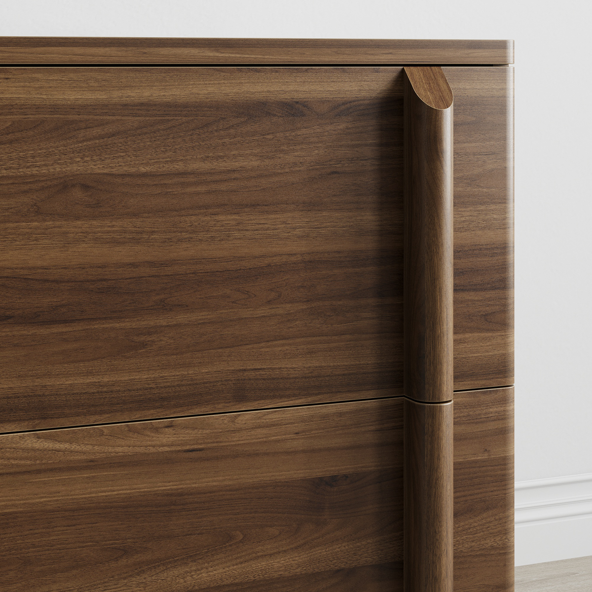 Noma – Walnut-Effect Wooden Bedside Table with 2 Drawers – 48 cm