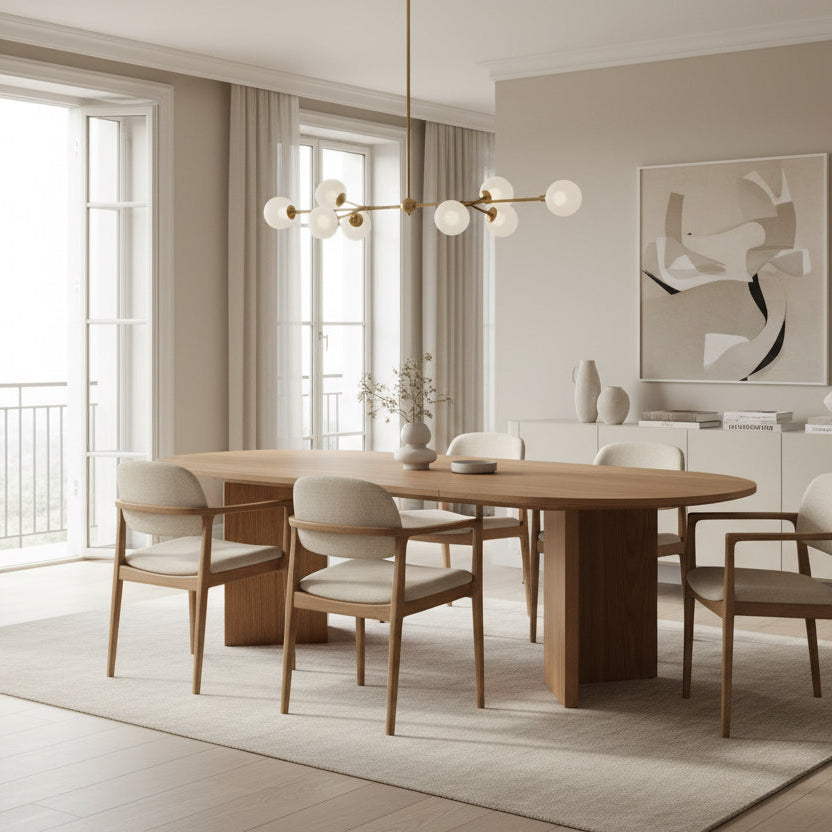 Sora – Table à Manger Ovale Extensible 6–8 Personnes en Chêne