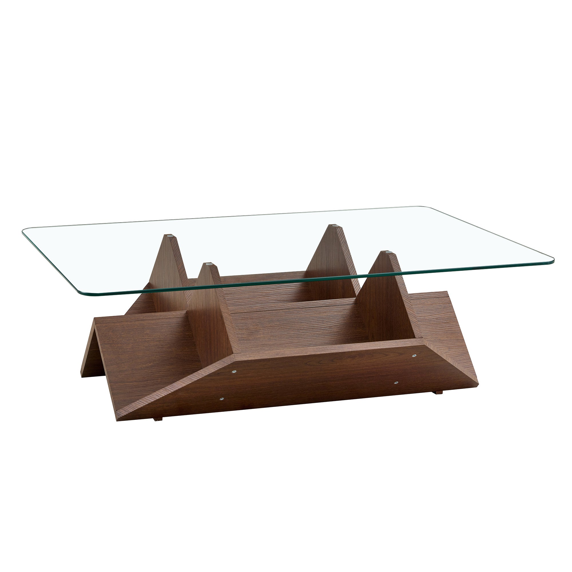 Table basse en verre et bois