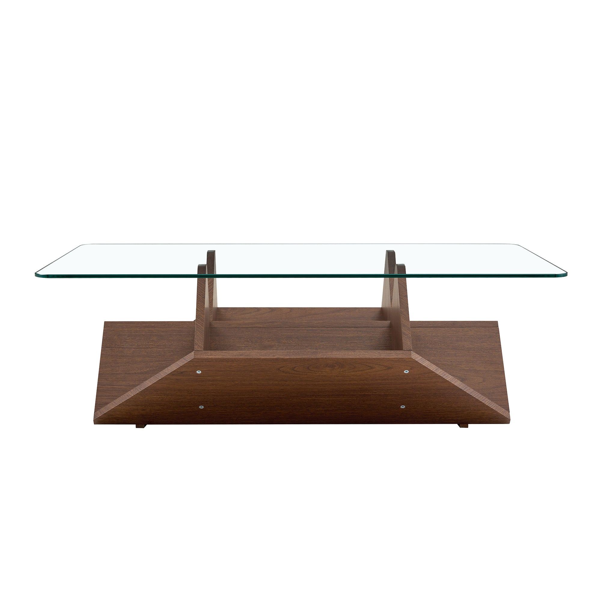 Table basse en verre et bois