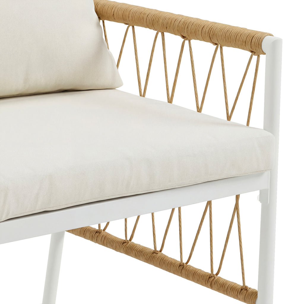 Sora – Salotto da Giardino 6 Posti con Tavolo Rettangolare & Sedie Intrecciate