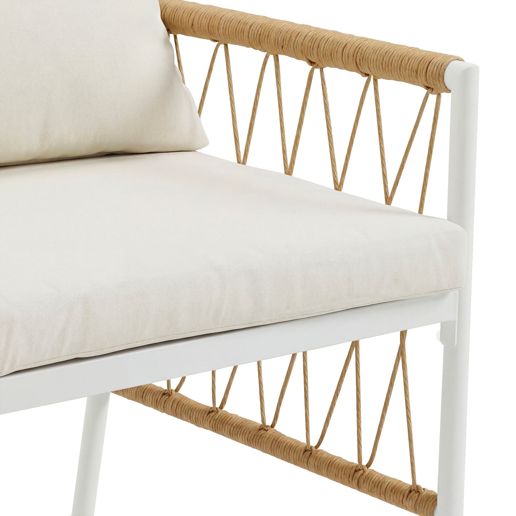Sora – Salotto da Giardino 6 Posti con Tavolo Rettangolare & Sedie Intrecciate