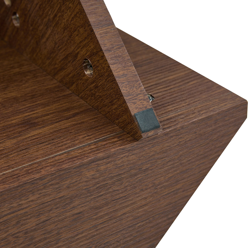 Linea – Table Basse Verre Trempé & Noyer avec Rangement
