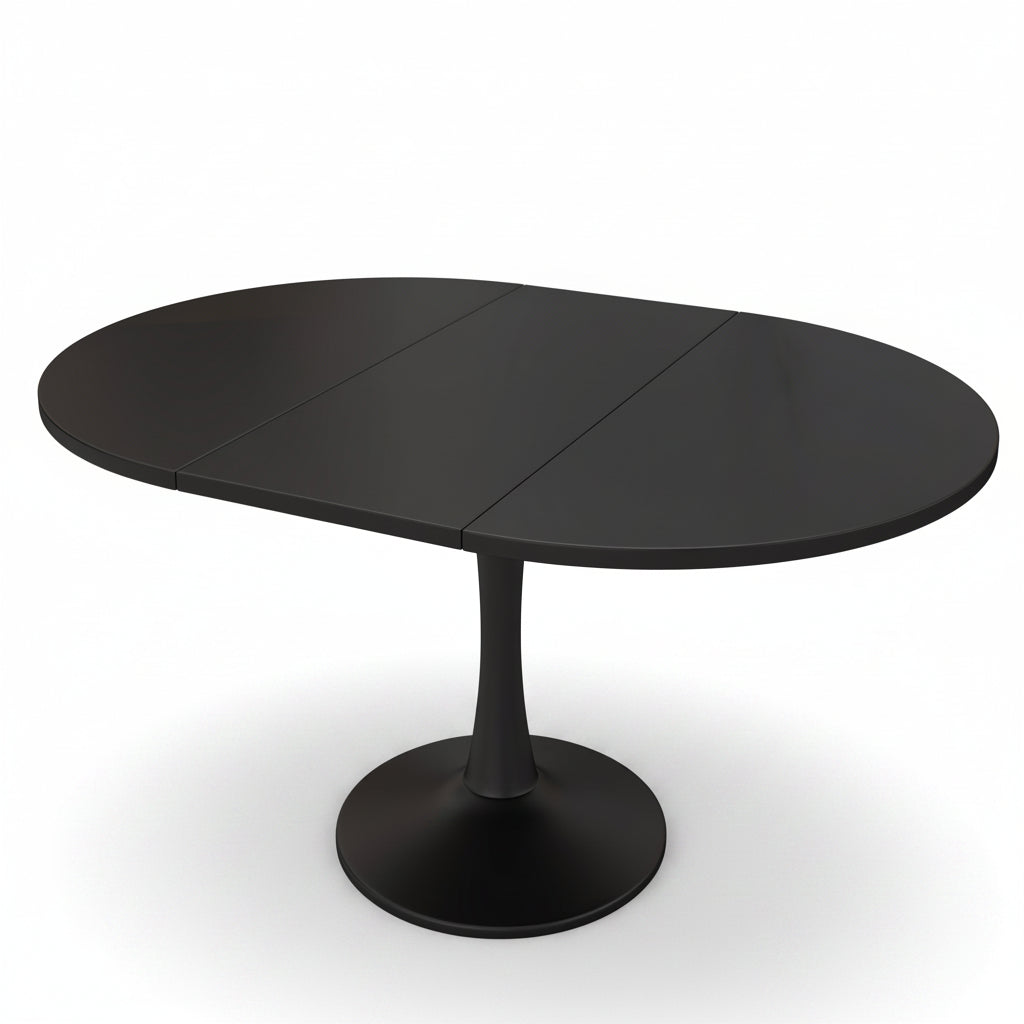 Sora – Tavolo da Pranzo Ovale Estensibile 4–6 Persone Nero 100/140*100*75cm