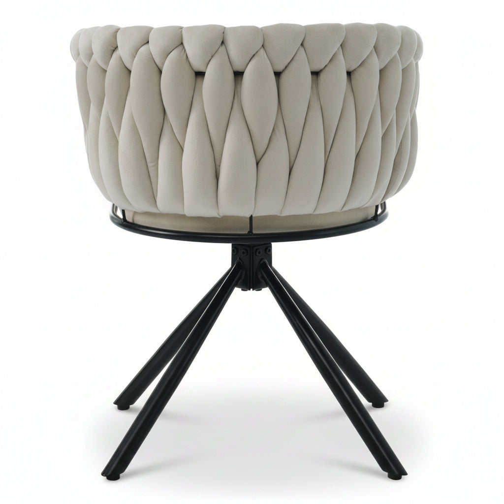Oria – Chaise Modern Pivotante Velours Beige – Lot de 2
