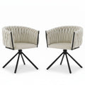 Oria – Chaise Modern Pivotante Velours Beige – Lot de 2