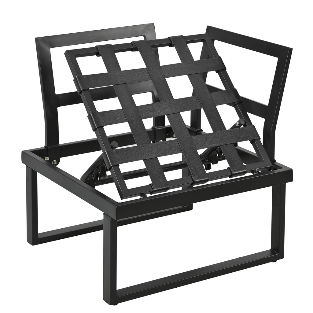 Lune – Salon de Jardin d'Angle Modulable 5 Places avec Table Effet Bois