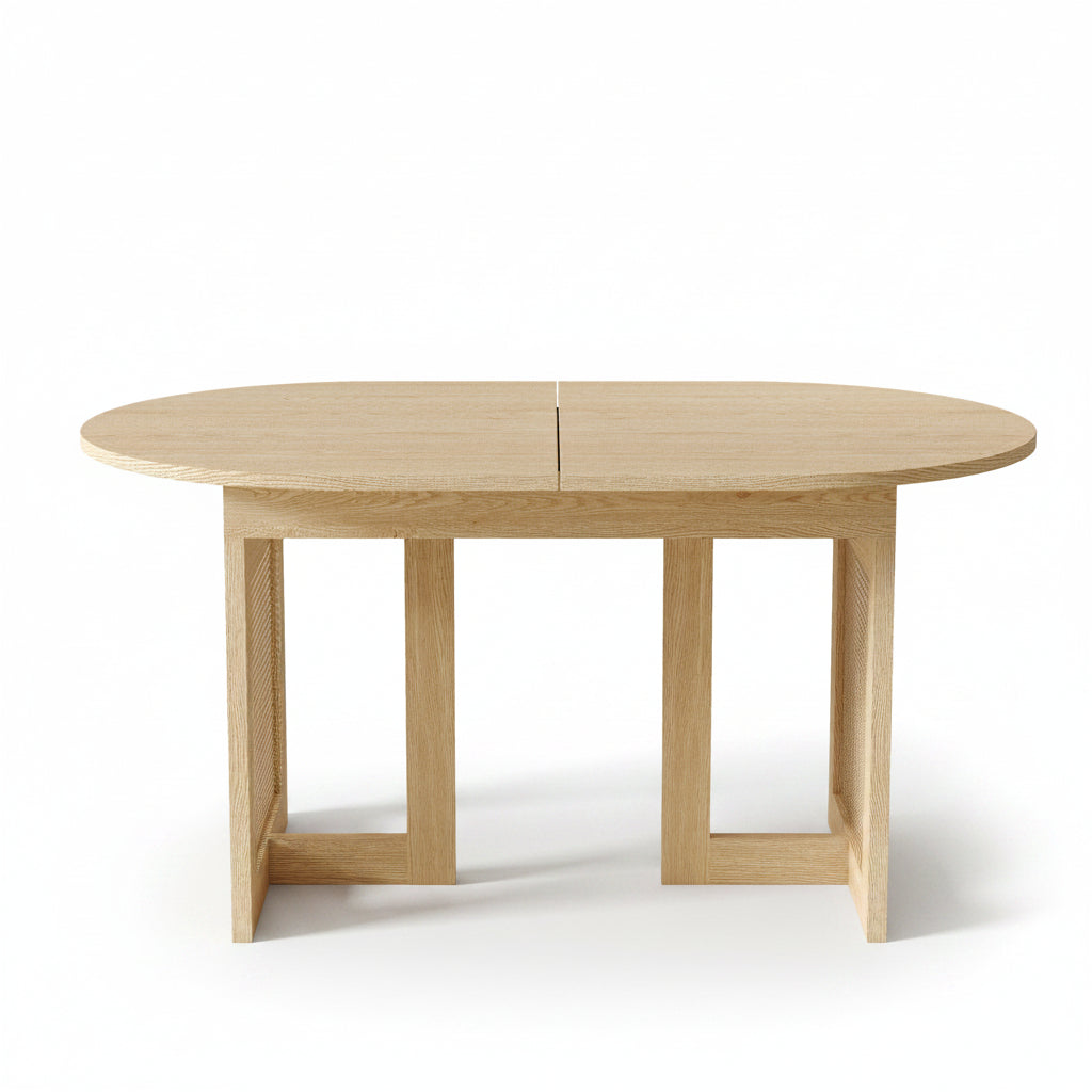Sora – Extendable Oval Dining Table 6–8 People in Oak & Rattan 150/200*90*75cm