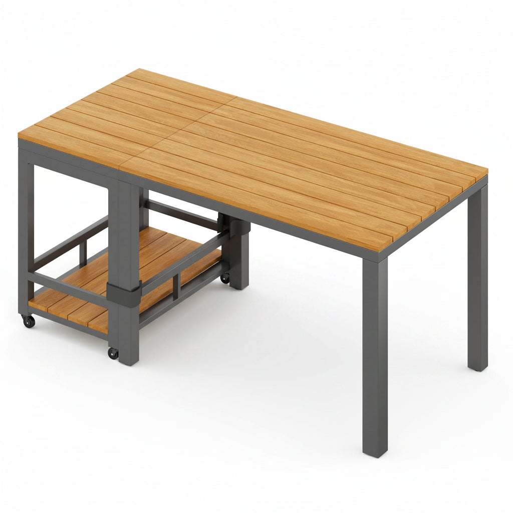 Vetra – Ensemble Salon de Jardin Modulable avec Table Repas & Poufs – 6 Places