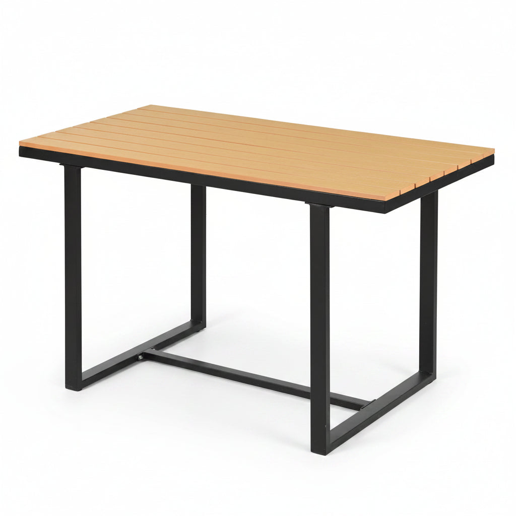 Lune – Salon de Jardin d'Angle Modulable 5 Places avec Table Effet Bois