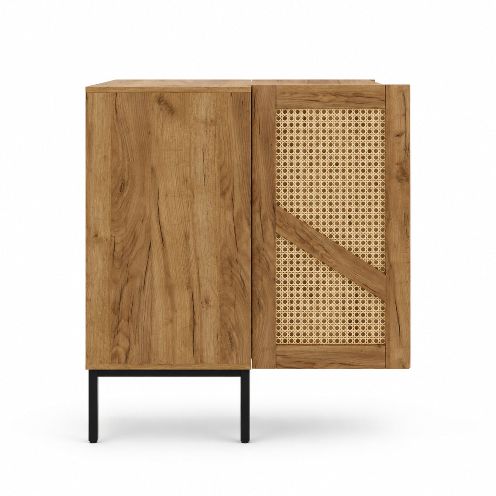 Noma – Wood & Cane Storage Cabinet – 2 Doors, 70 cm