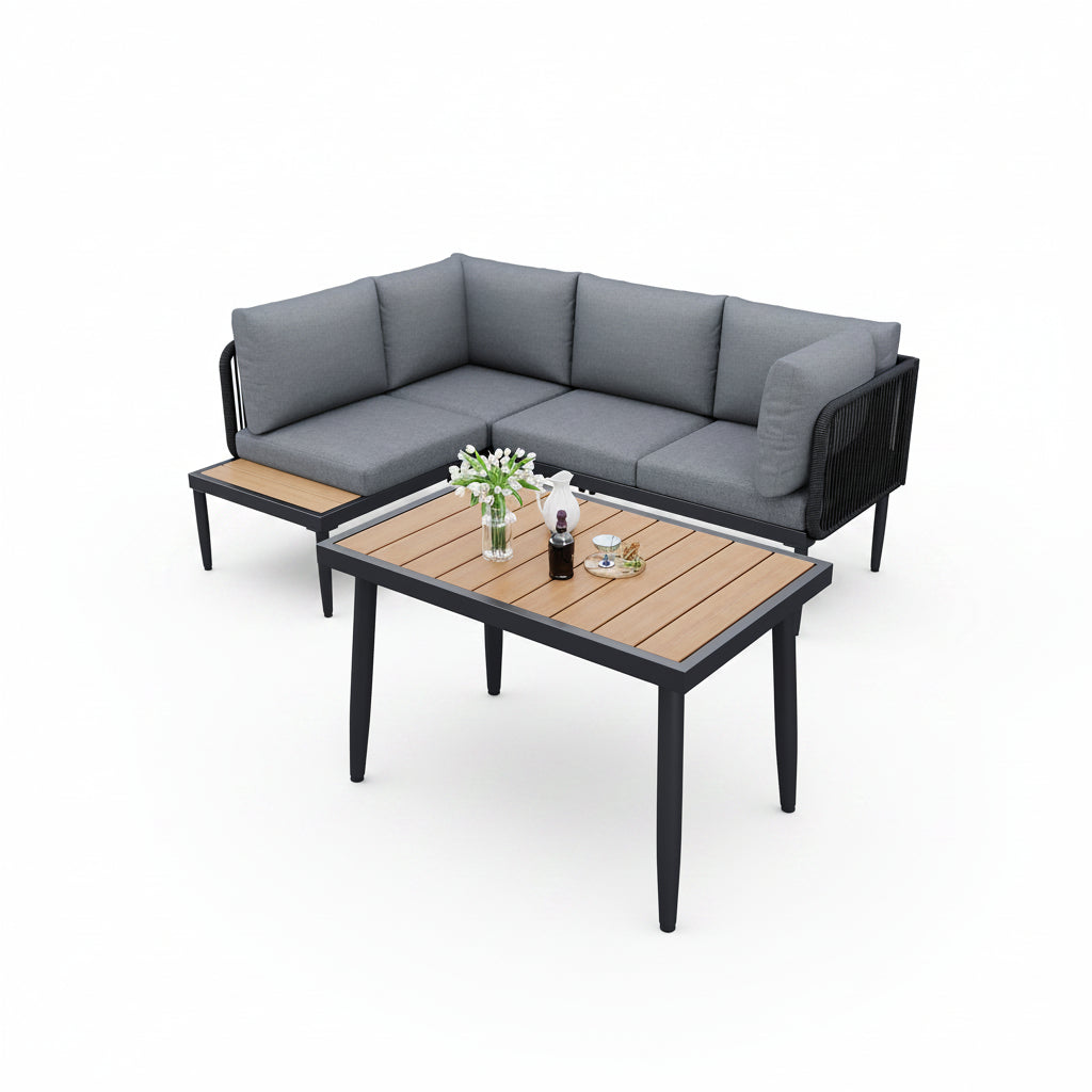 Sora – Salon de Jardin d'Angle avec Table à Manger – 4 Places