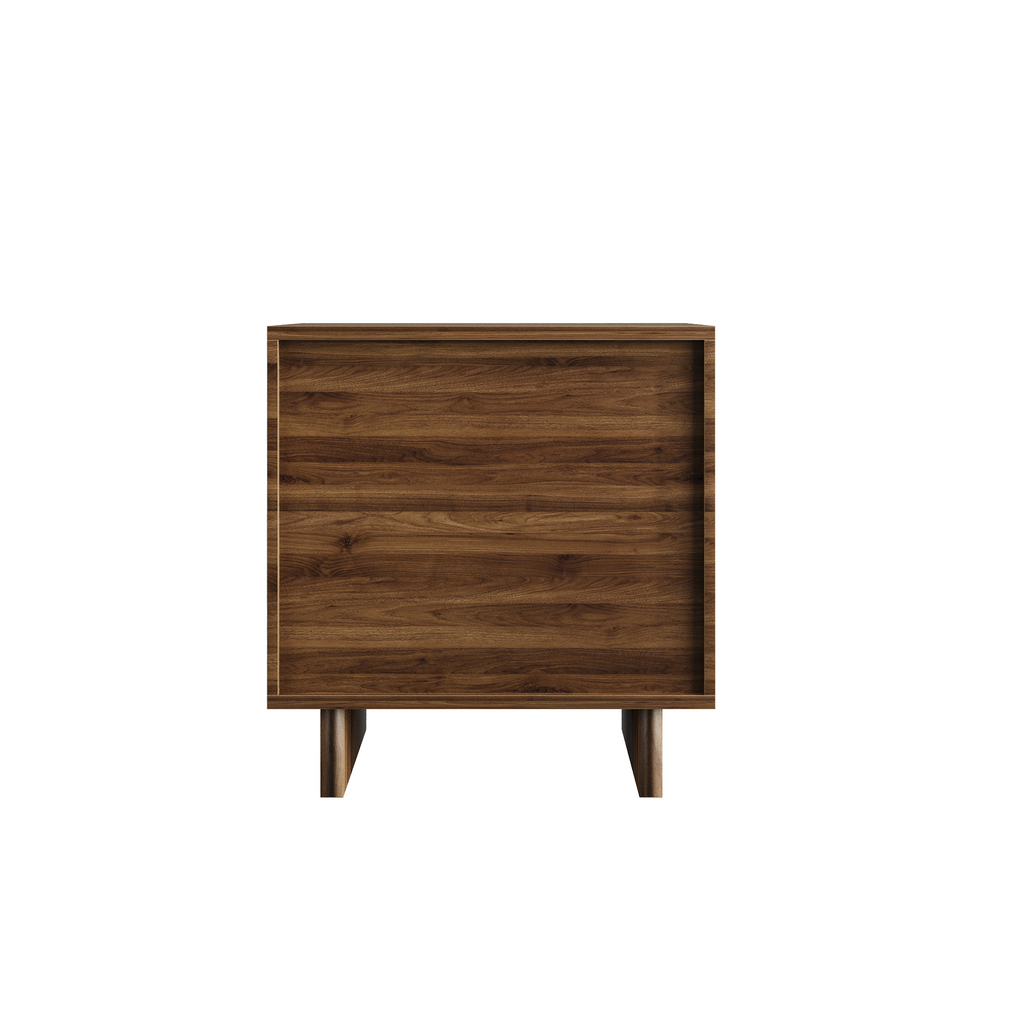 Noma – Walnut-Effect Wooden Bedside Table with 2 Drawers – 48 cm