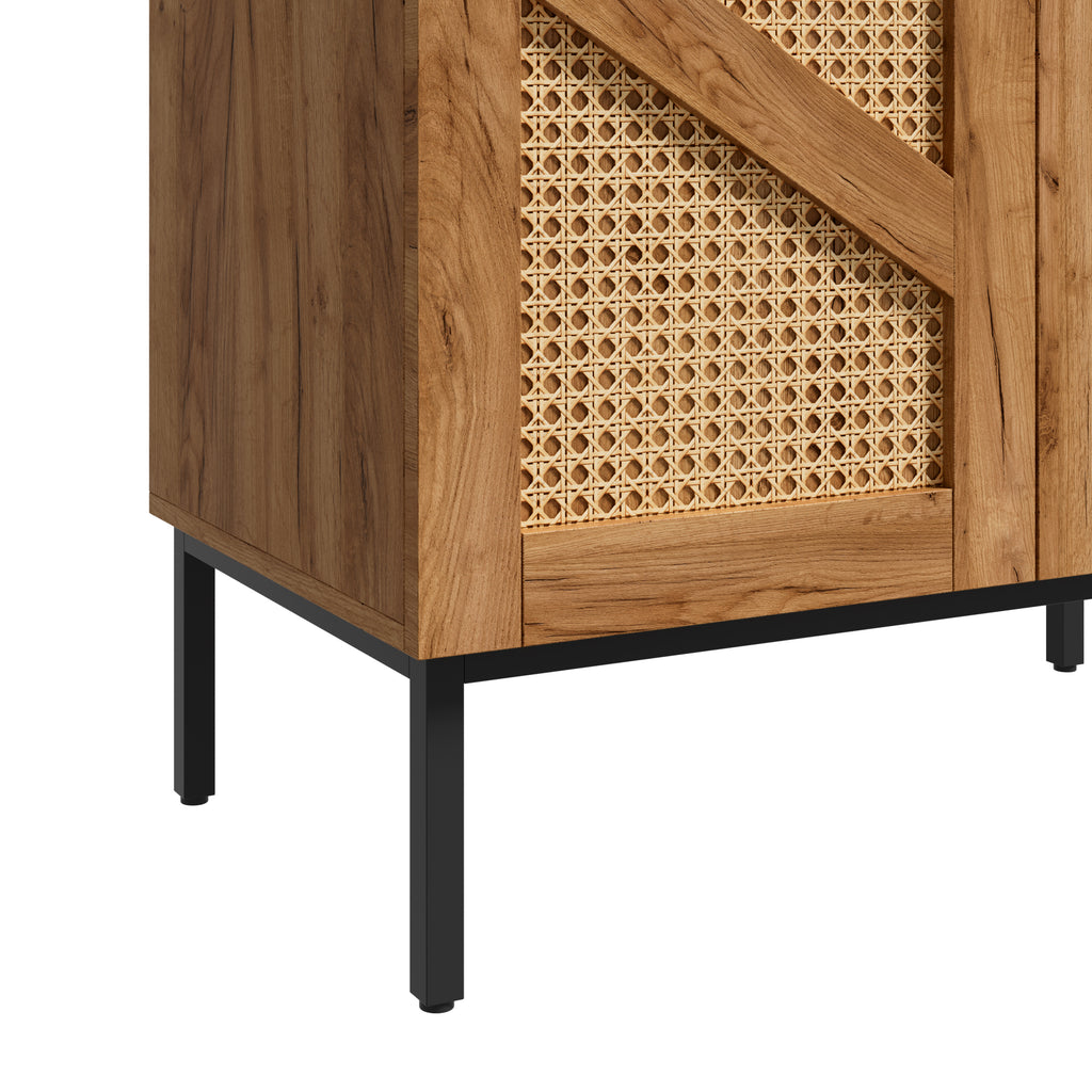 Noma – Wood & Cane Storage Cabinet – 2 Doors, 70 cm