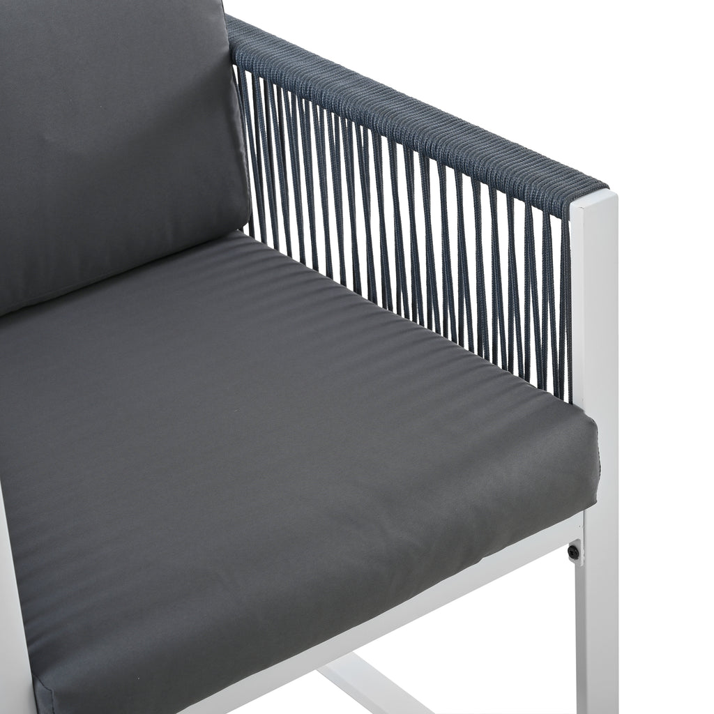 Vetra – Salotto da Giardino per 6 Persone in Alluminio Bianco & Corda Intrecciata