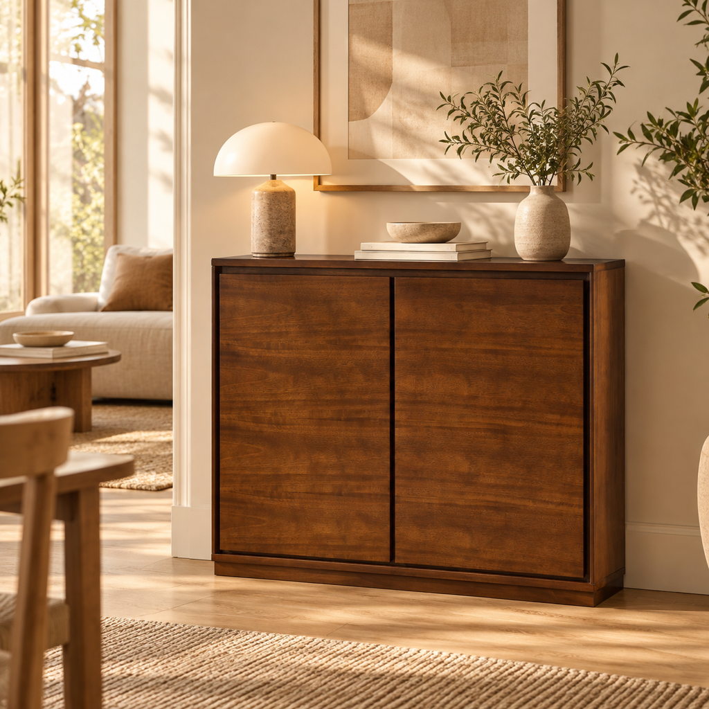 Milo – Modern Sideboard in Walnut Finish with Storage – 99 cm