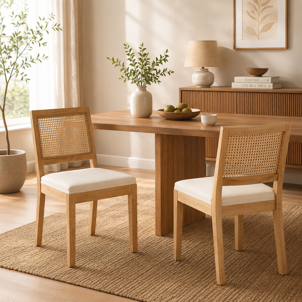 Elva – Chaise Cannage & Bois Massif Style French Country – Lot de 2