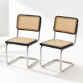 Milo – Chaise Cantilever en Chrome & Rotin Naturel – Lot de 2