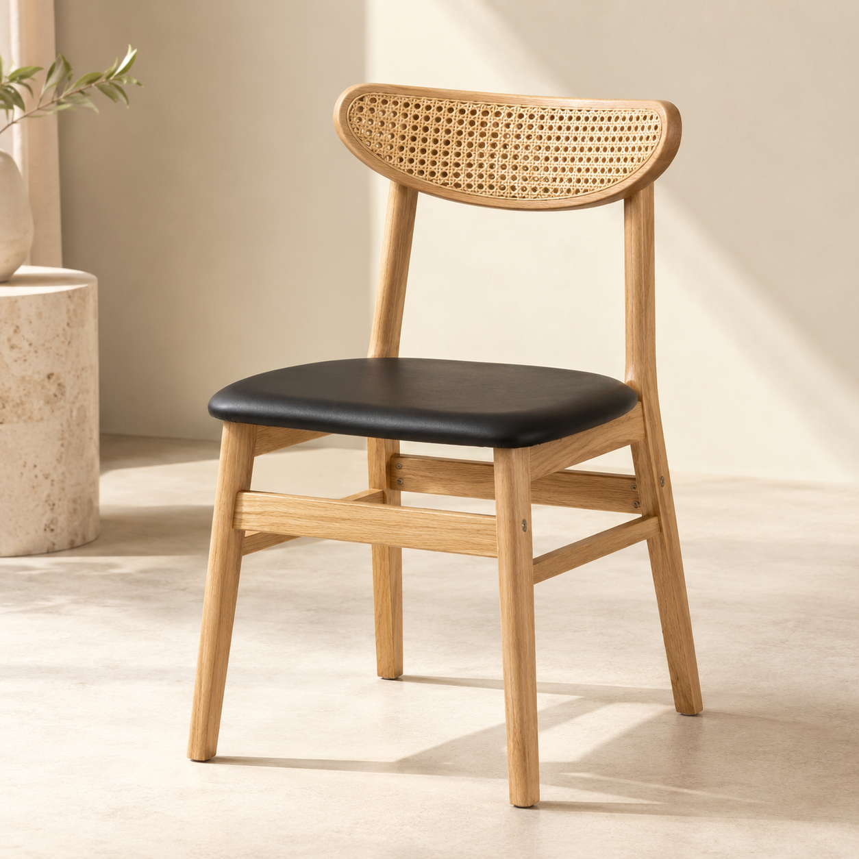 Noma – Chaise Scandinave en Bois Massif & Cannage Naturel – Lot de 2