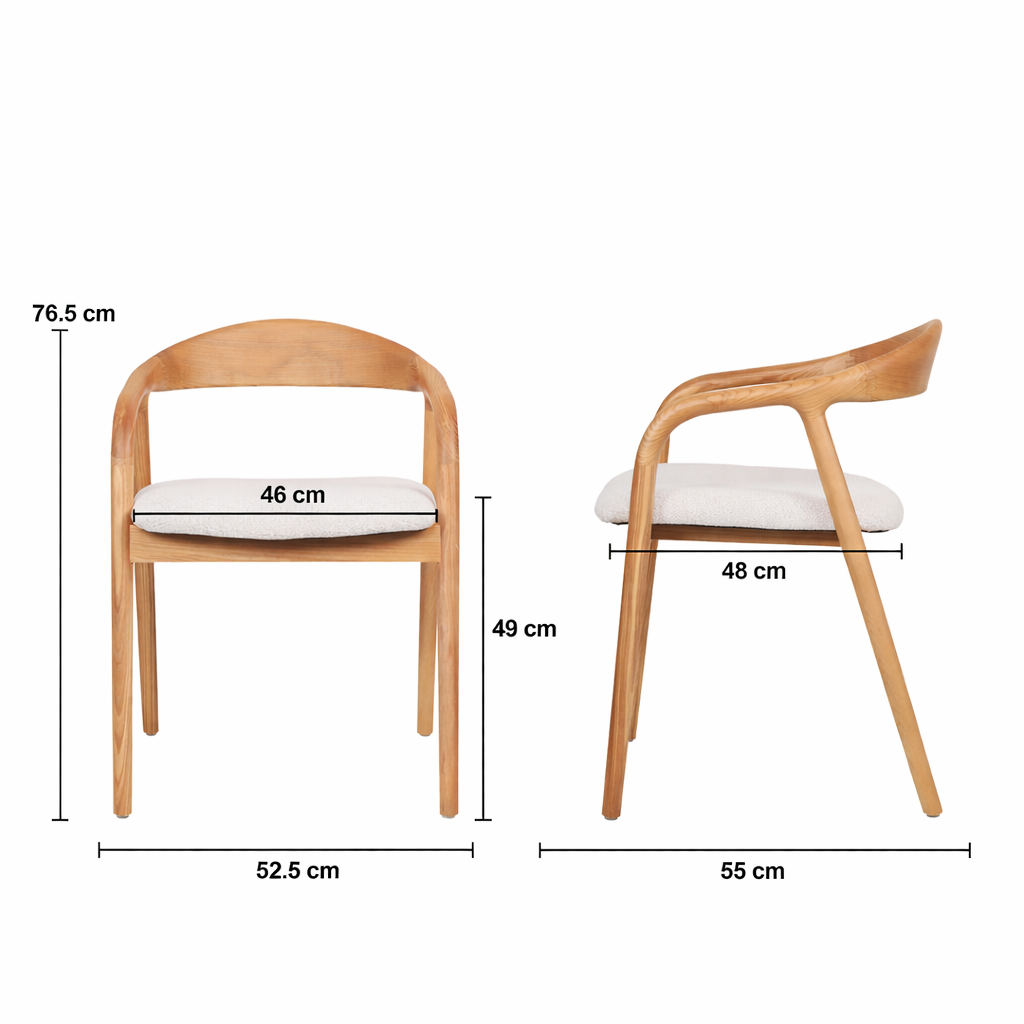 Chaise en bois massif avec accoudoirs