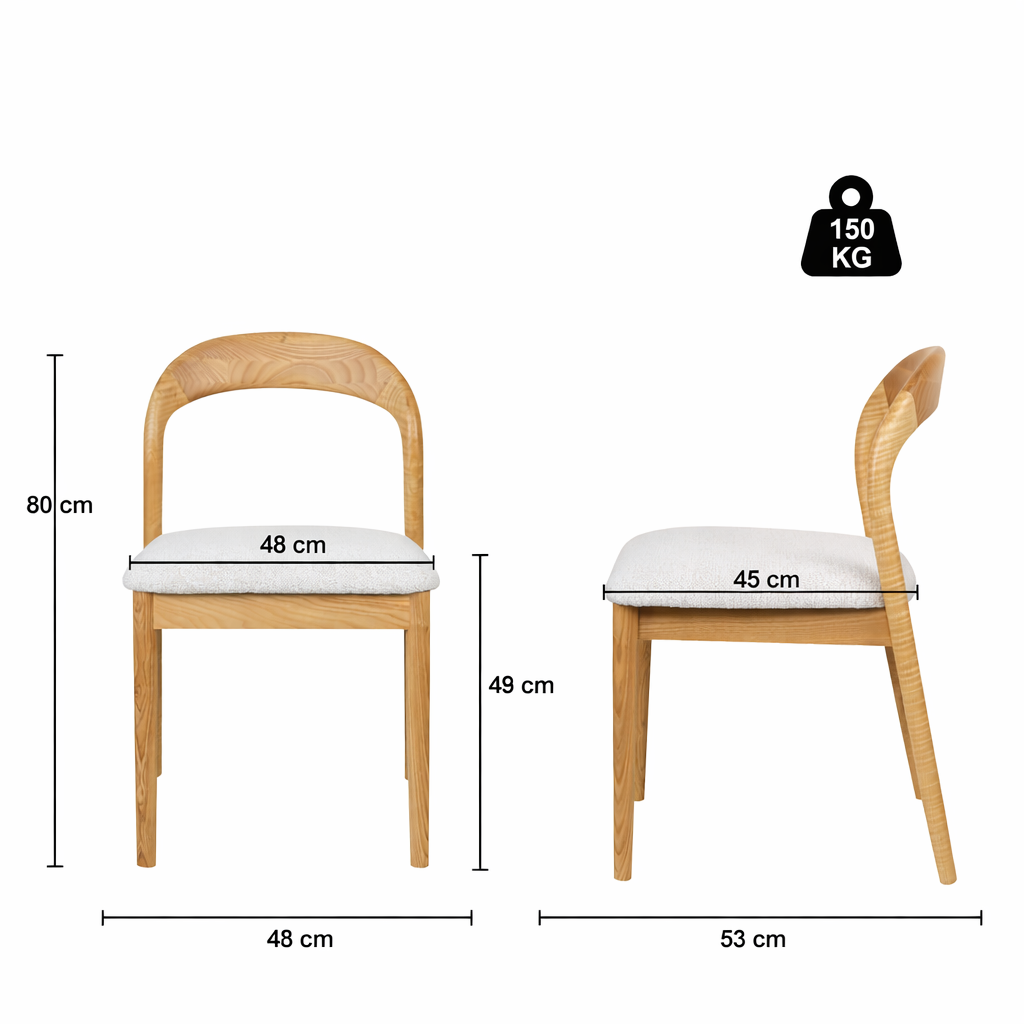Chaise en bois massif à dossier courbé