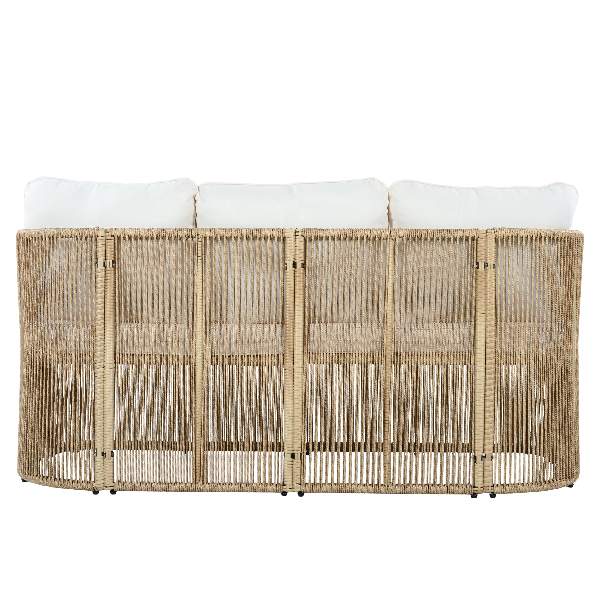 Auro – Salon de Jardin en Rotin PE 4 Pièces avec Canapé 3 Places & Plateau en Verre Trempé