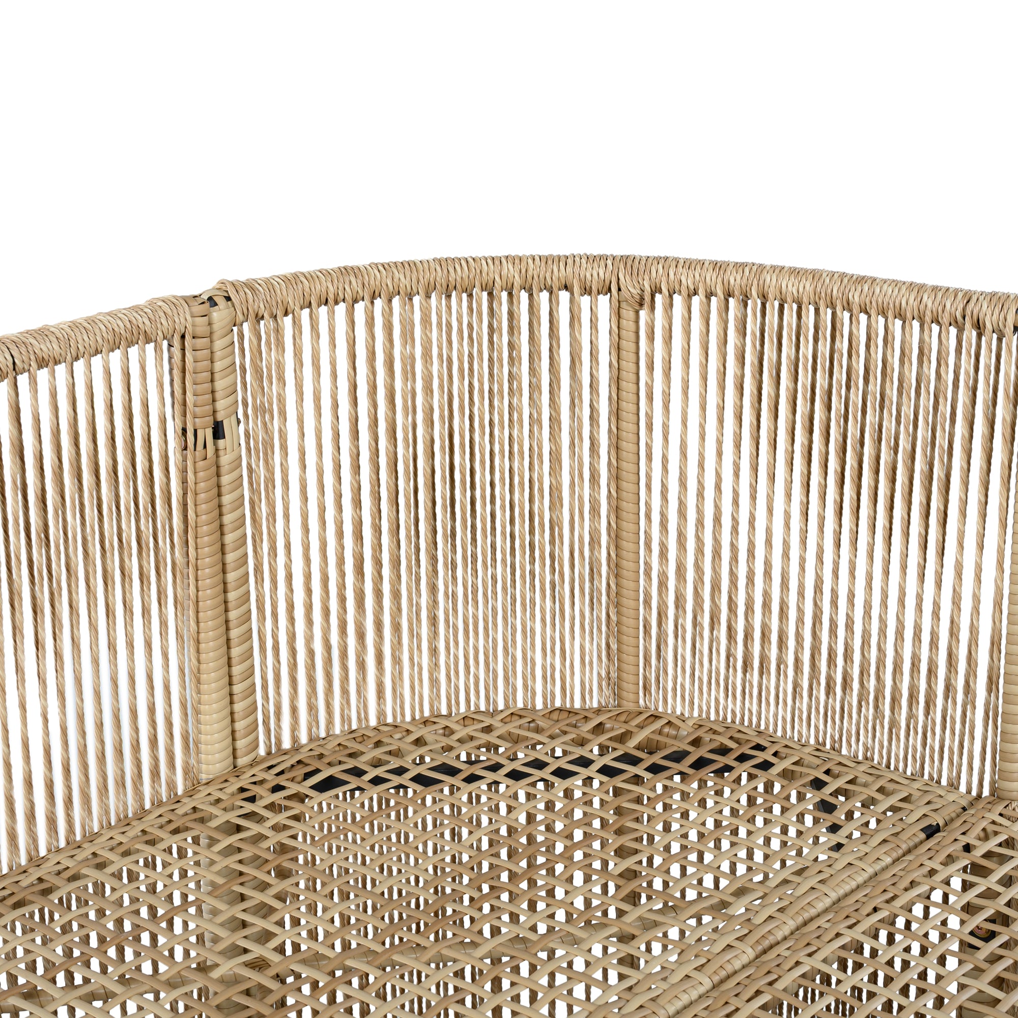 Auro – Salon de Jardin en Rotin PE 4 Pièces avec Canapé 3 Places & Plateau en Verre Trempé