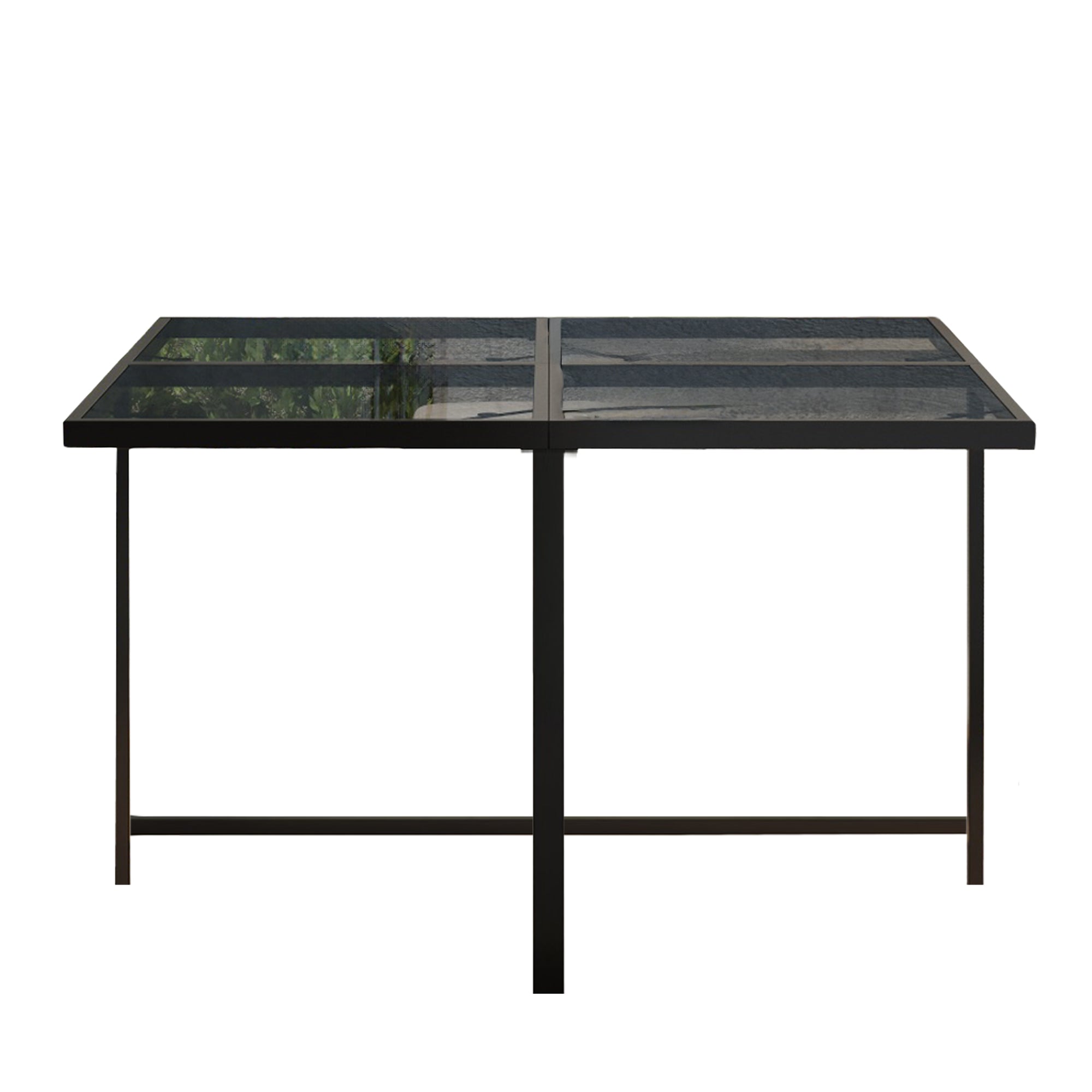 Vetra – Ensemble Table de Jardin 117 cm avec 4 Fauteuils & 2 Poufs – Blanc & Noir