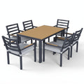 Sora – Garden Dining Set 143.5 cm with 6 Chairs – Grey & Wood