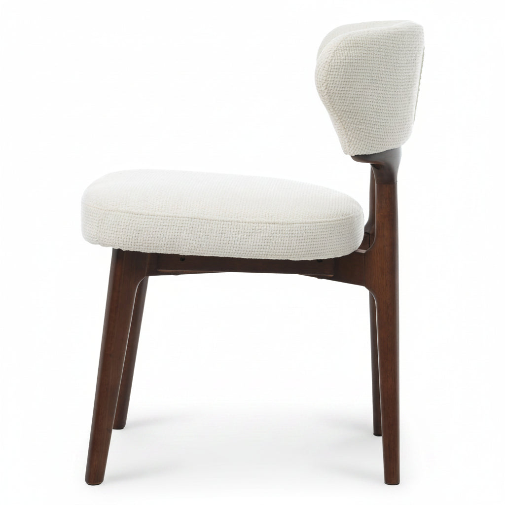 Noma – Chaise Scandinave Chenille Crème & Bois Noyer