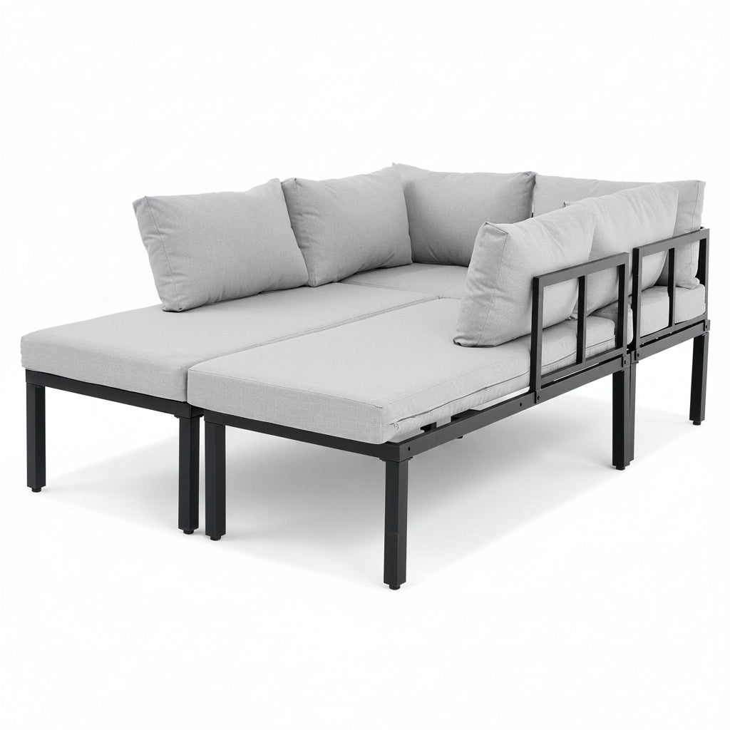 Sora – Modular 6-Seater Garden Lounge Set with Coffee Table – Grey