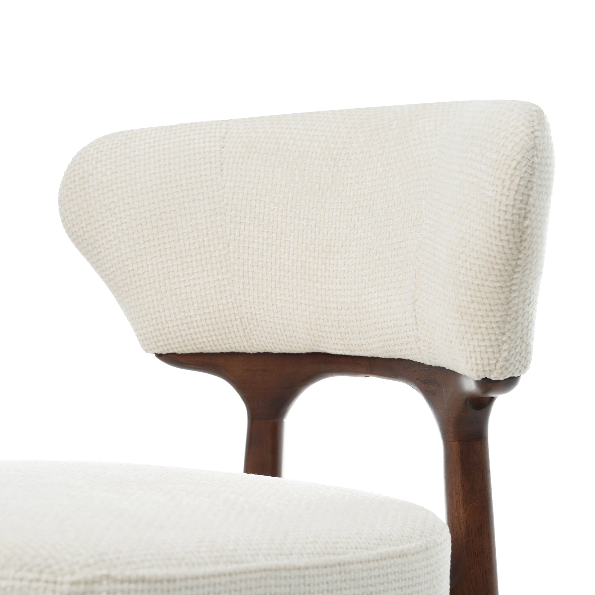 Noma – Chaise Scandinave Chenille Crème & Bois Noyer