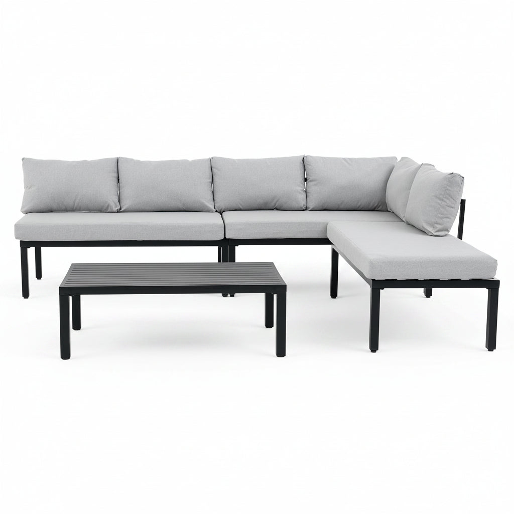 Sora – Modular 6-Seater Garden Lounge Set with Coffee Table – Grey