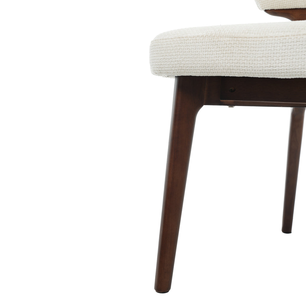 Noma – Chaise Scandinave Chenille Crème & Bois Noyer