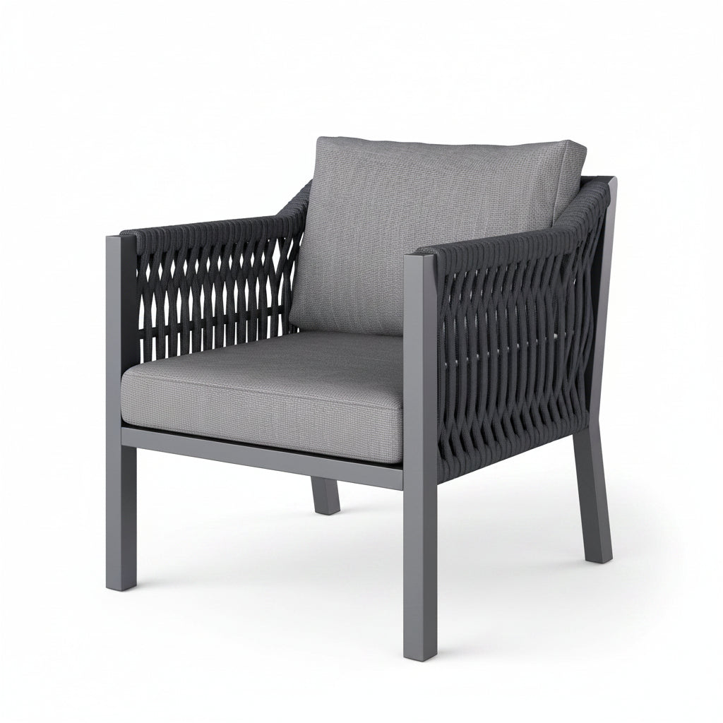 Sora – 6-Seater Corner Garden Lounge Set with Table & 2 Armchairs – Grey
