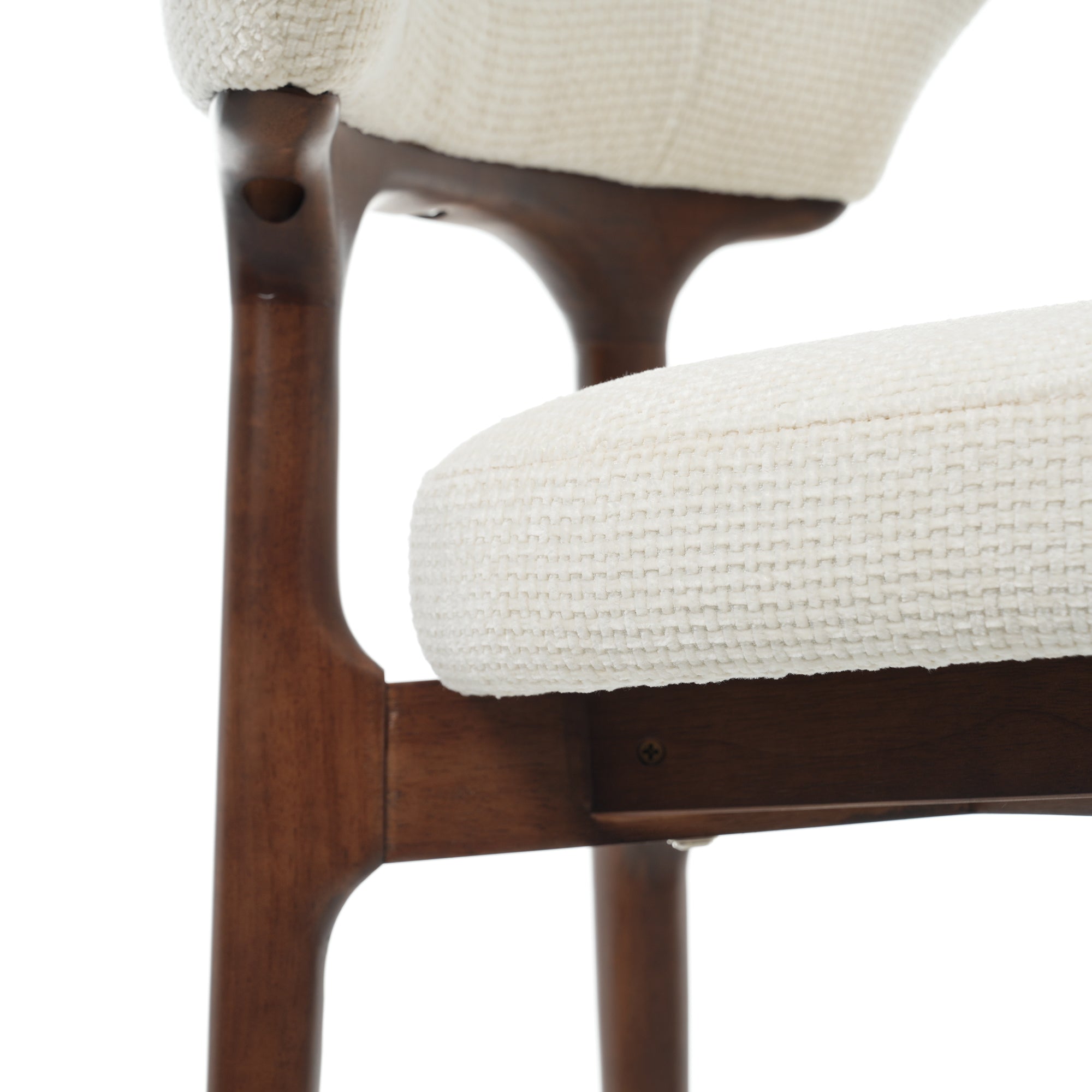 Noma – Chaise Scandinave Chenille Crème & Bois Noyer