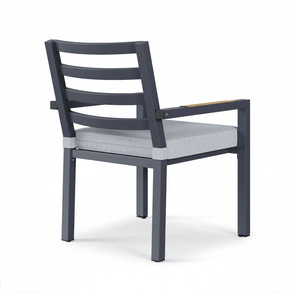 Sora – Garden Dining Set 143.5 cm with 6 Chairs – Grey & Wood