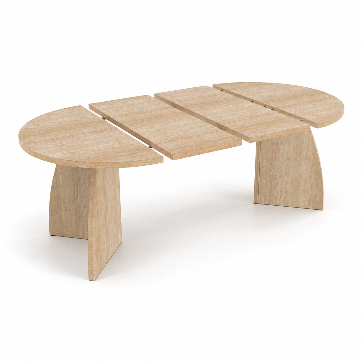 Solen – Extendable Oval Dining Table Travertine Effect – 4 to 8 People 100/140/180*100cm