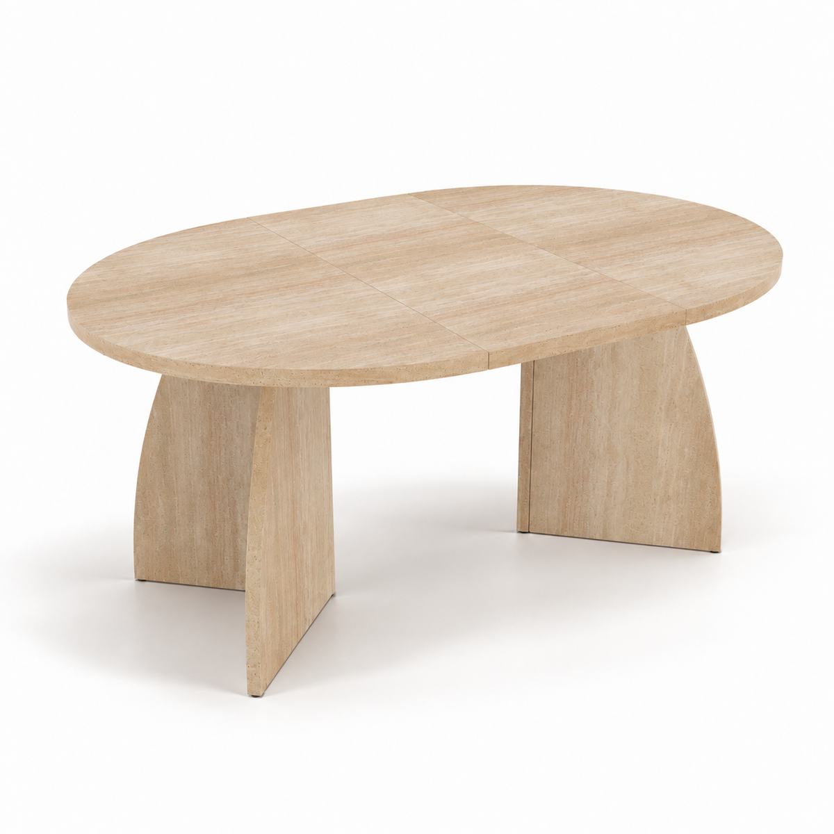Solen – Extendable Oval Dining Table Travertine Effect – 4 to 8 People 100/140/180*100cm