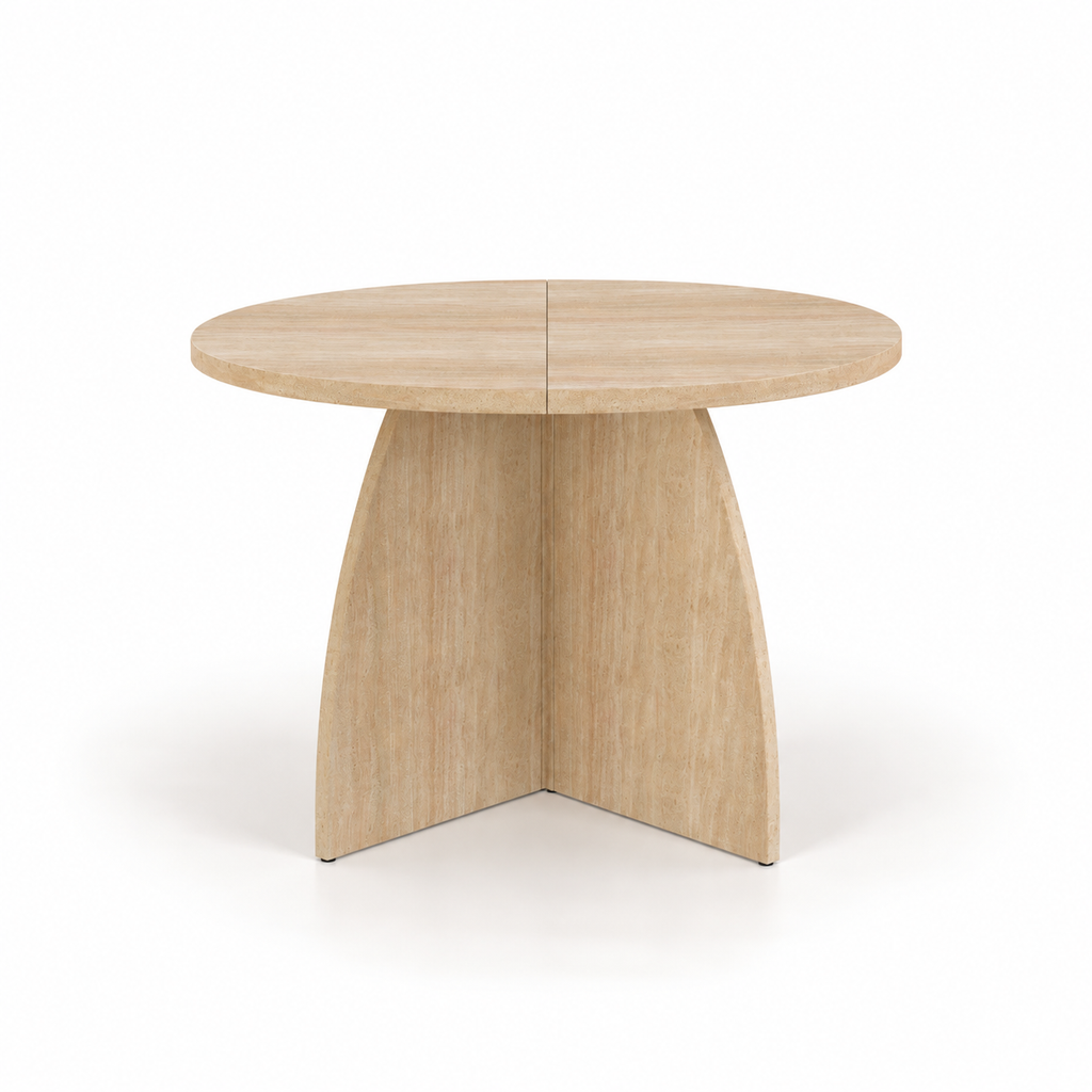 Solen – Extendable Oval Dining Table Travertine Effect – 4 to 8 People 100/140/180*100cm