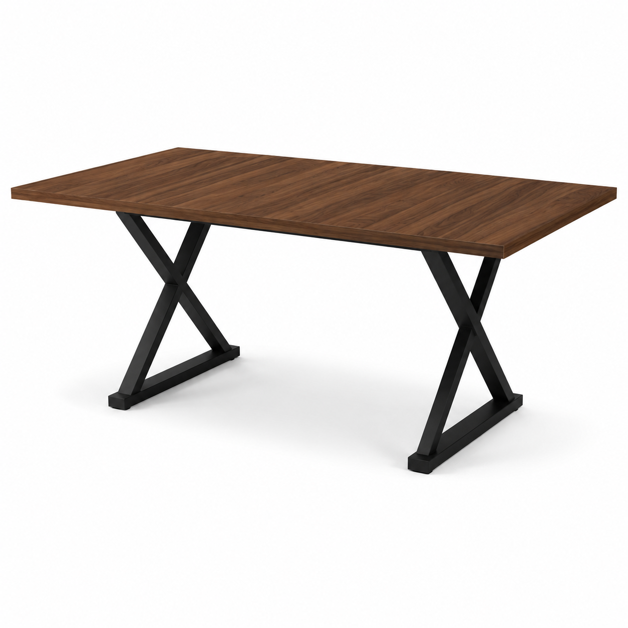 Vetra – Table à Manger Rectangulaire 6–8 Personnes en Noyer & Métal Noir 180*90cm