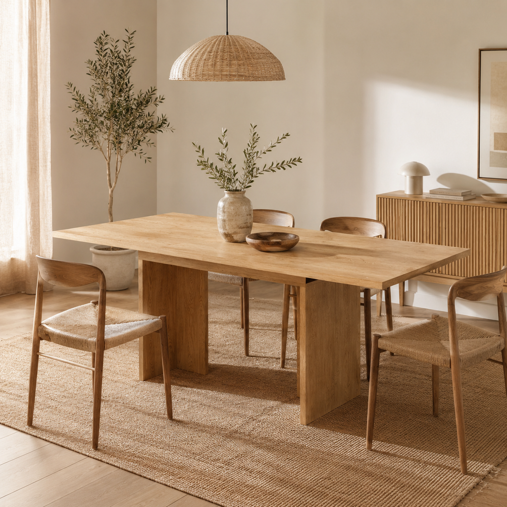 Sora – Table à Manger Rectangulaire Extensible 6–8 Personnes en Chêne