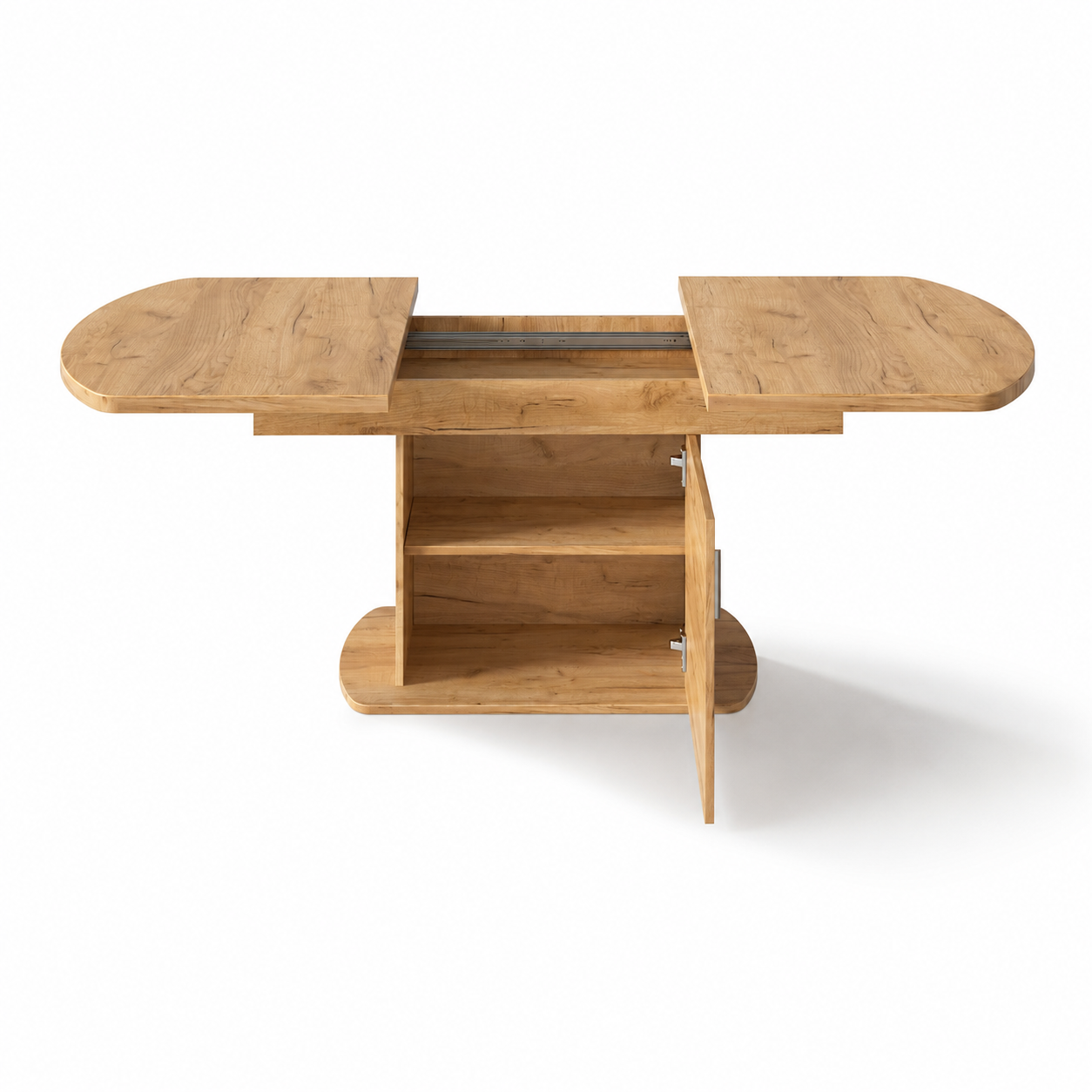 Solen – Uitschuifbare Ovale Eettafel 4–6 Personen met Opbergruimte – Licht Eiken 200×80×75 cm
