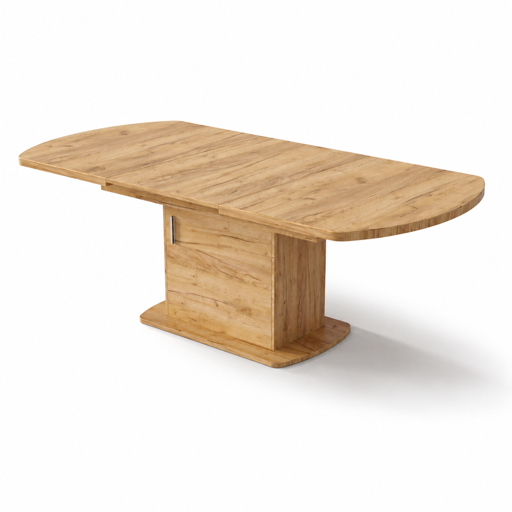 Solen – Uitschuifbare Ovale Eettafel 4–6 Personen met Opbergruimte – Licht Eiken 200×80×75 cm