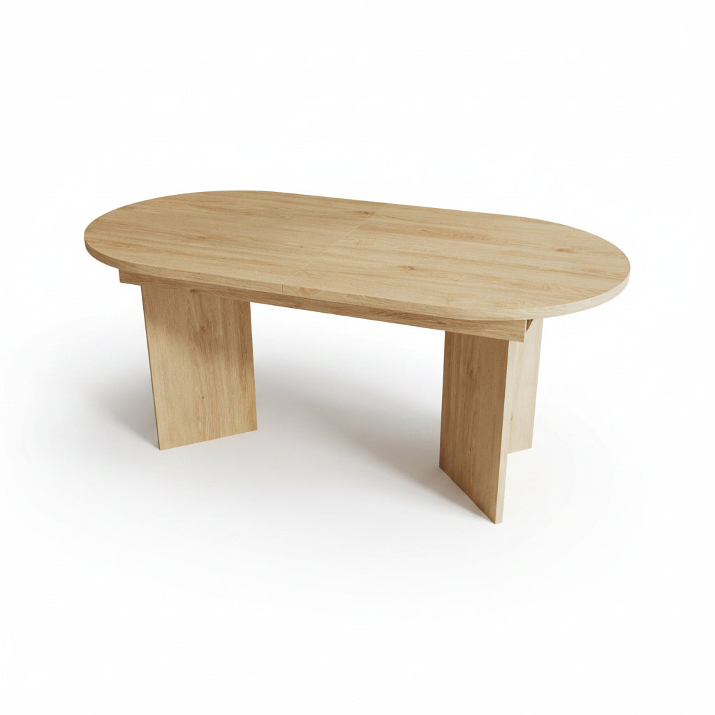 Sora – Table Ovale Extensible 4–8 Personnes en Chêne Clair 120-160 * 80 cm